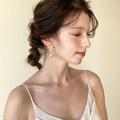 星モチーフ イヤリング 【星ゴールド3×2】 【結婚式 ピアス イヤリング】