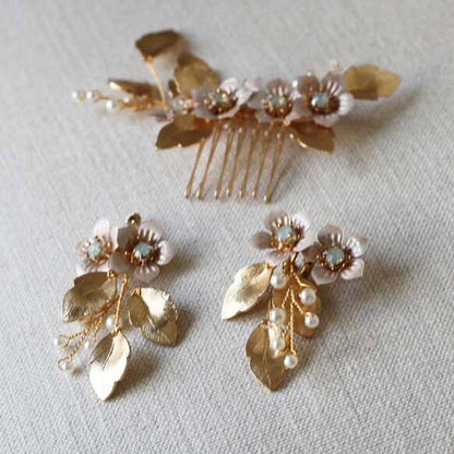 ゴールドヘッドアクセ和装 成人式にも【ストロベリーフラワー】 【結婚式 ヘアアクセサリー】