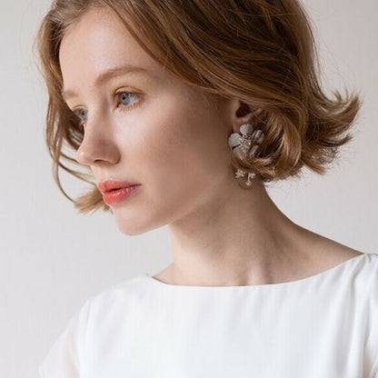 ホワイトフラワー イヤリング wedding【フラワーネージュ】 【結婚式 ピアス イヤリング】