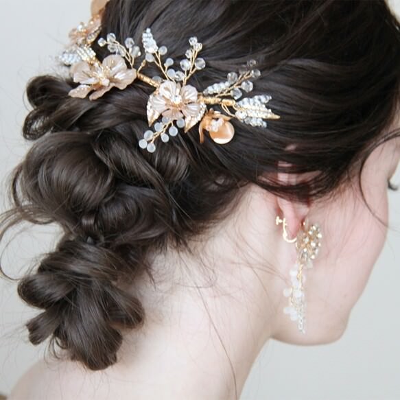 ピンクゴールド【マルゴーイヤリング ピアス】 【結婚式 ピアス イヤリング】