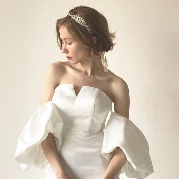 シルバー ヘッドアクセ【リーフの冠】 【結婚式 ヘアアクセサリー】