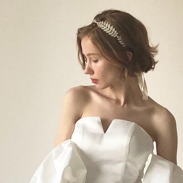 シルバー ヘッドアクセ【リーフの冠】 【結婚式 ヘアアクセサリー】