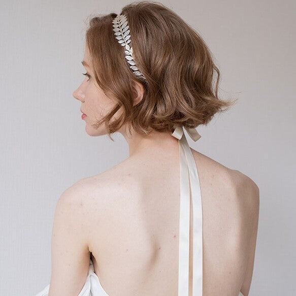 シルバー ヘッドアクセ【リーフの冠】 【結婚式 ヘアアクセサリー】