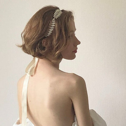 シルバー ヘッドアクセ【リーフの冠】 【結婚式　ヘアアクセサリー】