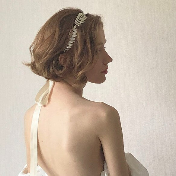 シルバー ヘッドアクセ【リーフの冠】 【結婚式 ヘアアクセサリー】