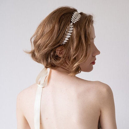 シルバー ヘッドアクセ【リーフの冠】 【結婚式 ヘアアクセサリー】