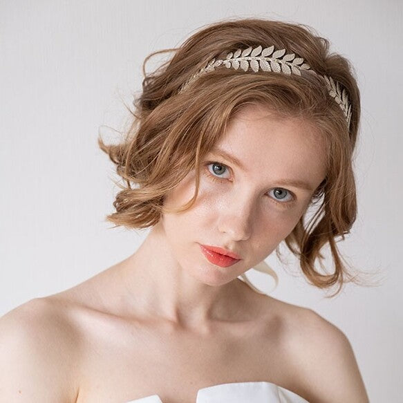 シルバー ヘッドアクセ【リーフの冠】 【結婚式 ヘアアクセサリー】