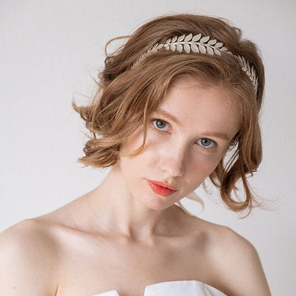 シルバー ヘッドアクセ【リーフの冠】 【結婚式 ヘアアクセサリー】