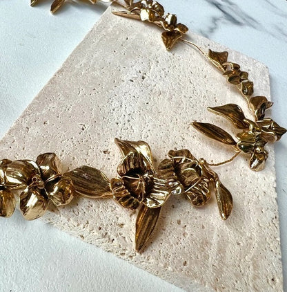 ゴールドの花冠【結婚式 ヘアアクセサリー】