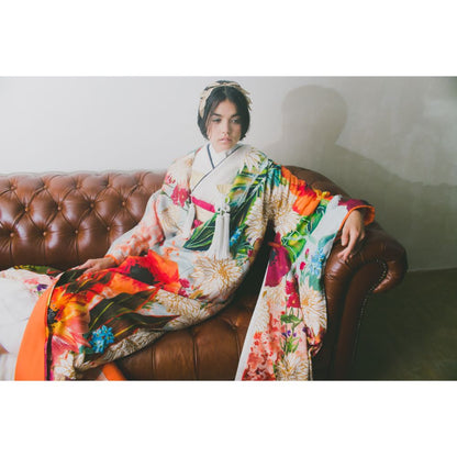 浅葱色大華友禅 【結婚式 和装 色打掛 レンタル】