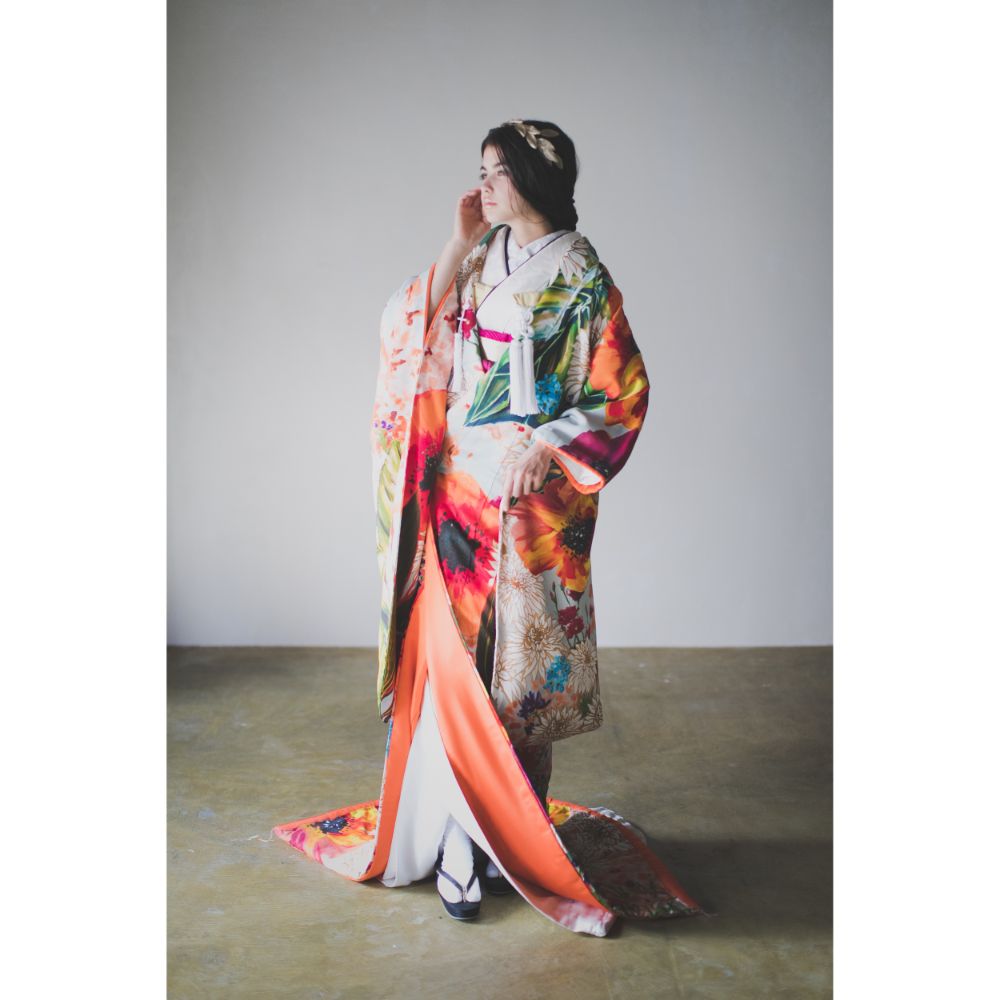 浅葱色大華友禅 【結婚式 和装 色打掛 レンタル】