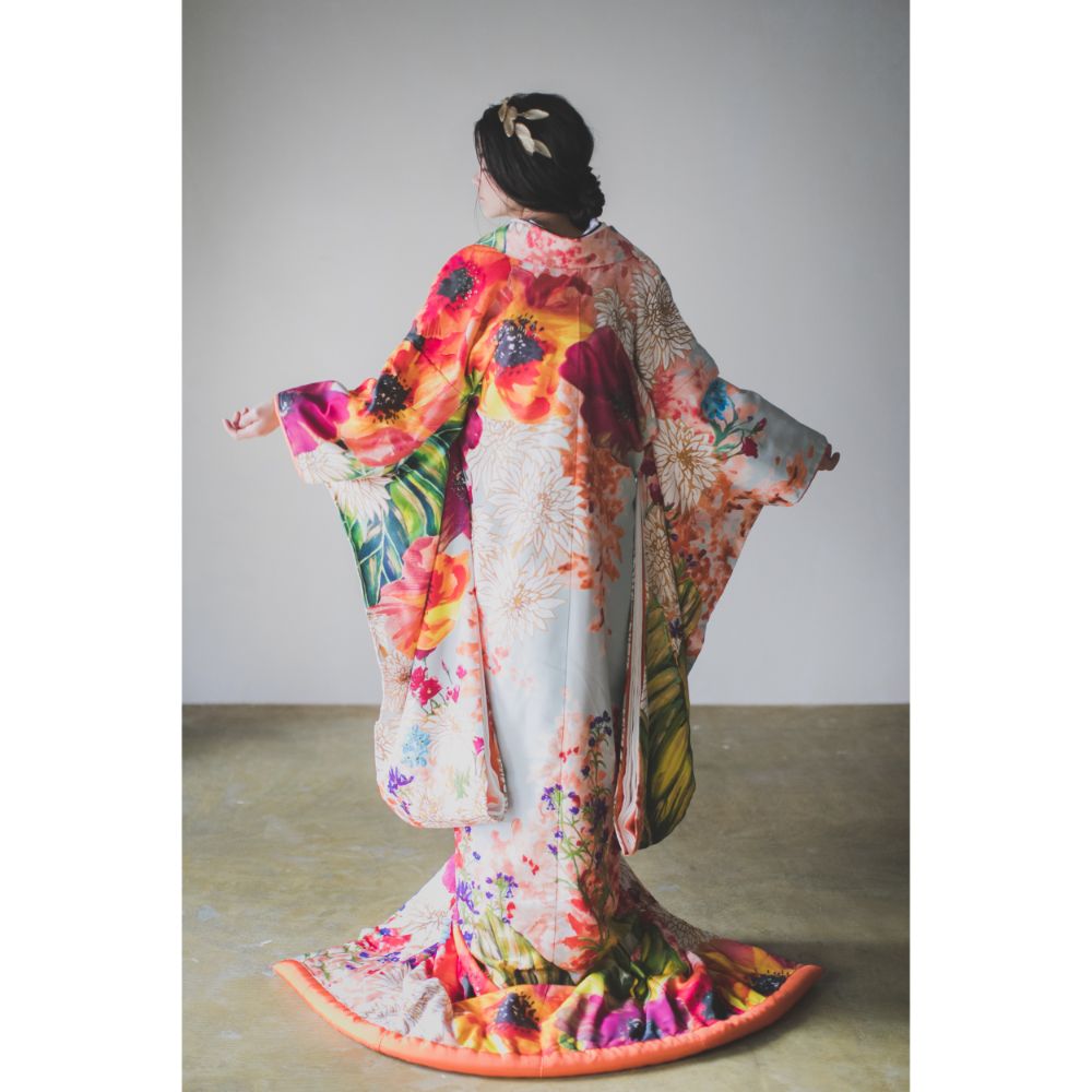 浅葱色大華友禅 【結婚式 和装 色打掛 レンタル】