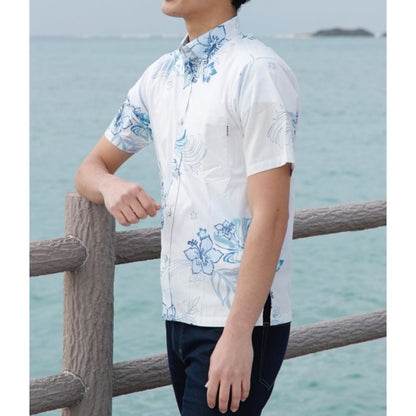 レンタルかりゆしウェア Men's ブリーズハイビ オフブルー 【結婚式 ブライズメイド アッシャー レンタル】