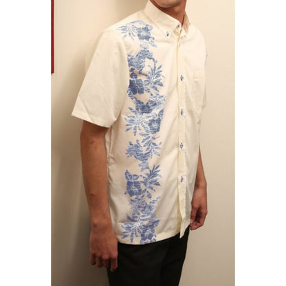 レンタルかりゆしウェア Men's シーサー縦ボーダー オフネイビー 【結婚式 ブライズメイド アッシャー レンタル】