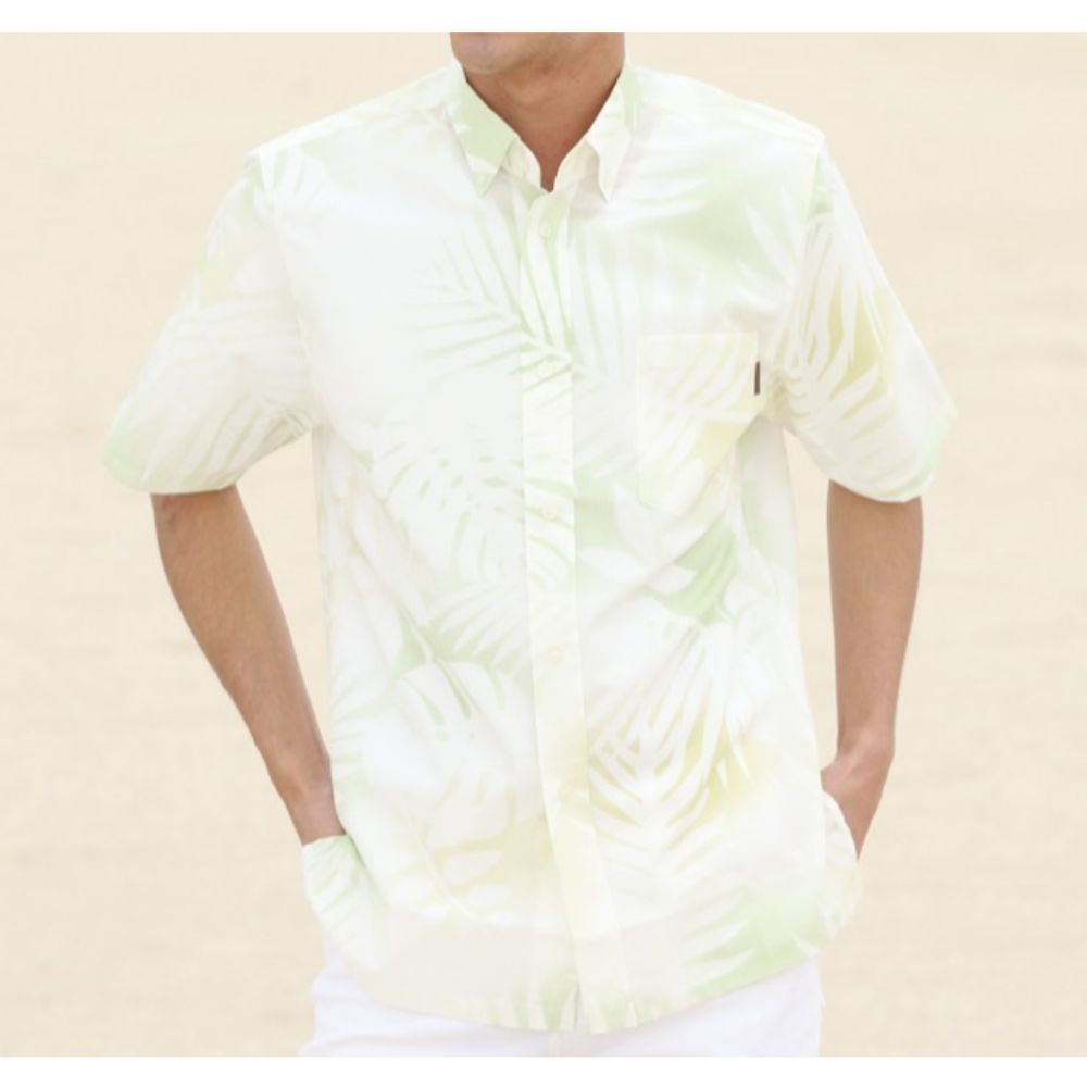 レンタルかりゆしウェア Men's バケーションリーフ グリーン 【結婚式 ブライズメイド アッシャー レンタル】