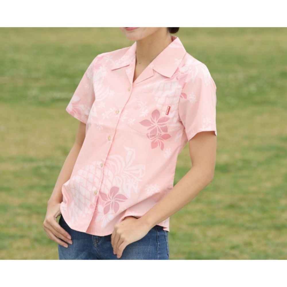 レンタルかりゆしウェア Ladies' パインプルメリア ピンク 【結婚式 ブライズメイド アッシャー レンタル】