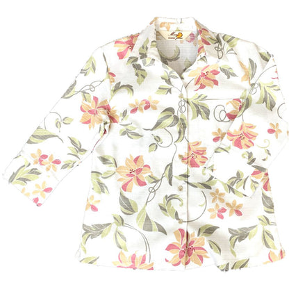 レンタルかりゆしウェア Ladies' 椿 オフピンク(七分袖) 【結婚式 ブライズメイド アッシャー レンタル】