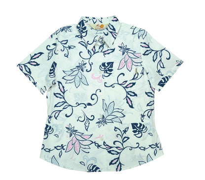 レンタルかりゆしウェア Ladies' デイゴ総柄 オフネイビー 【結婚式 ブライズメイド アッシャー レンタル】