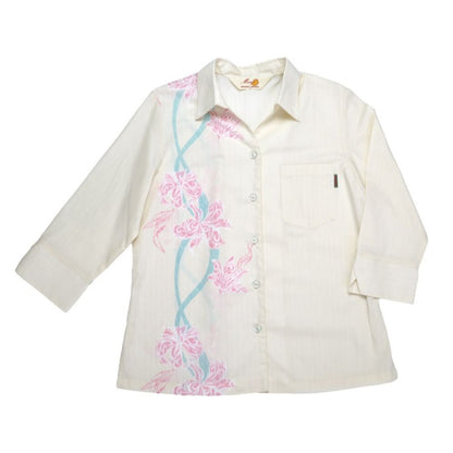 レンタルかりゆしウェア Ladies' トライバルリリー オフピンク(七分袖) 【結婚式 ブライズメイド アッシャー レンタル】