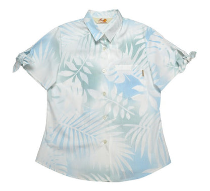 レンタルかりゆしウェア Ladies' バケーションリーフ ブルー(リボン袖) 【結婚式 ブライズメイド アッシャー レンタル】