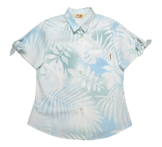 レンタルかりゆしウェア Ladies' バケーションリーフ ブルー(リボン袖) 【結婚式 ブライズメイド アッシャー レンタル】