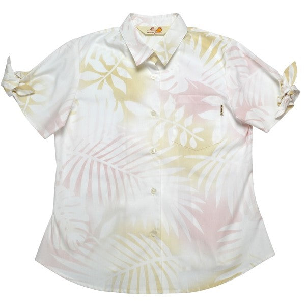 レンタルかりゆしウェア Ladies' バケーションリーフ ピンク(リボン袖) 【結婚式 ブライズメイド アッシャー レンタル】