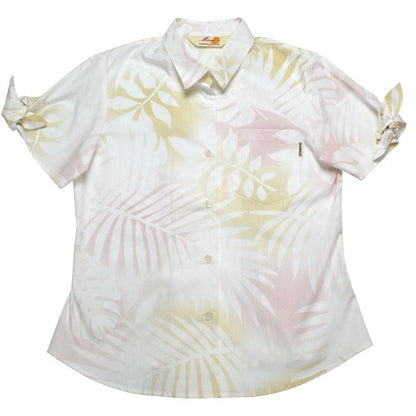 レンタルかりゆしウェア Ladies' バケーションリーフ ピンク(リボン袖) 【結婚式 ブライズメイド アッシャー レンタル】