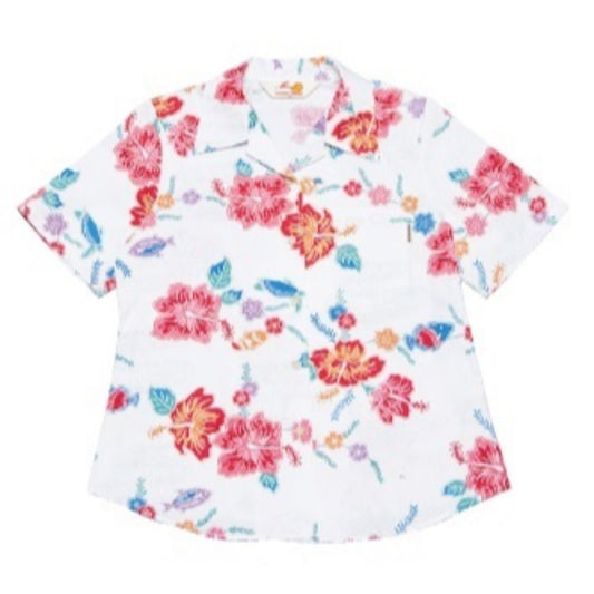 レンタルかりゆしウェア Ladies' ちゅら島紅型 アイボリー 【結婚式 ブライズメイド アッシャー レンタル】