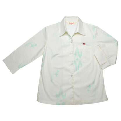 レンタルかりゆしウェア Ladies' KASURI オフグリーン(七分袖) 【結婚式 ブライズメイド アッシャー レンタル】