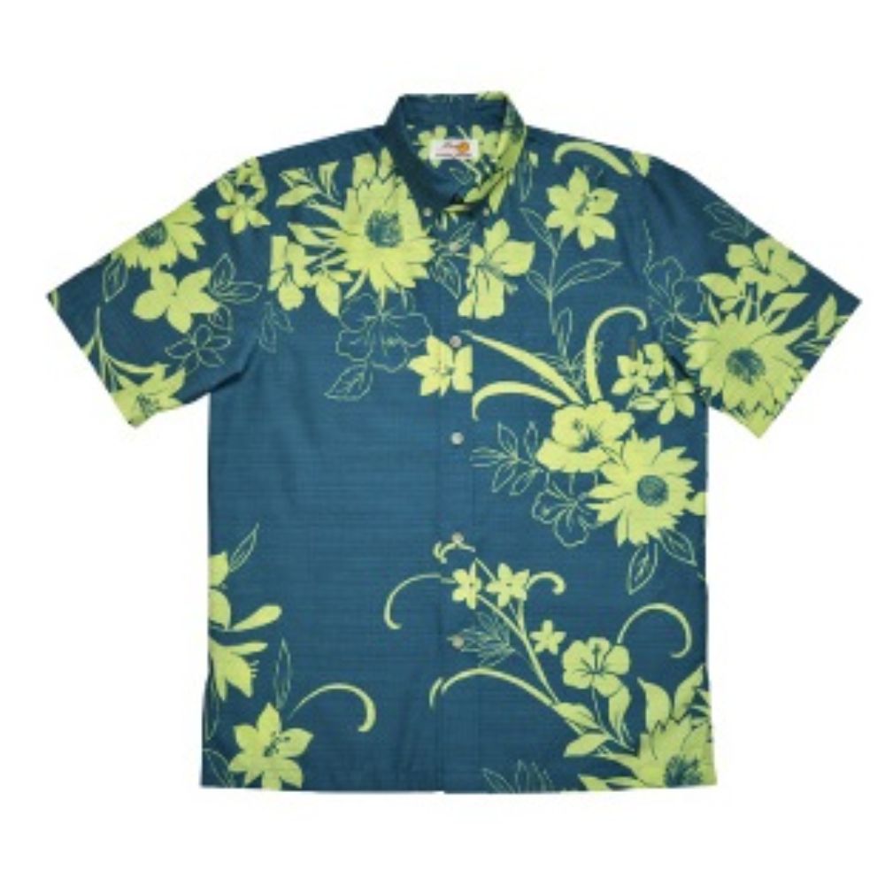 レンタルかりゆしウェア Men's シルエットフラワー ネイビー 【結婚式 ブライズメイド アッシャー レンタル】