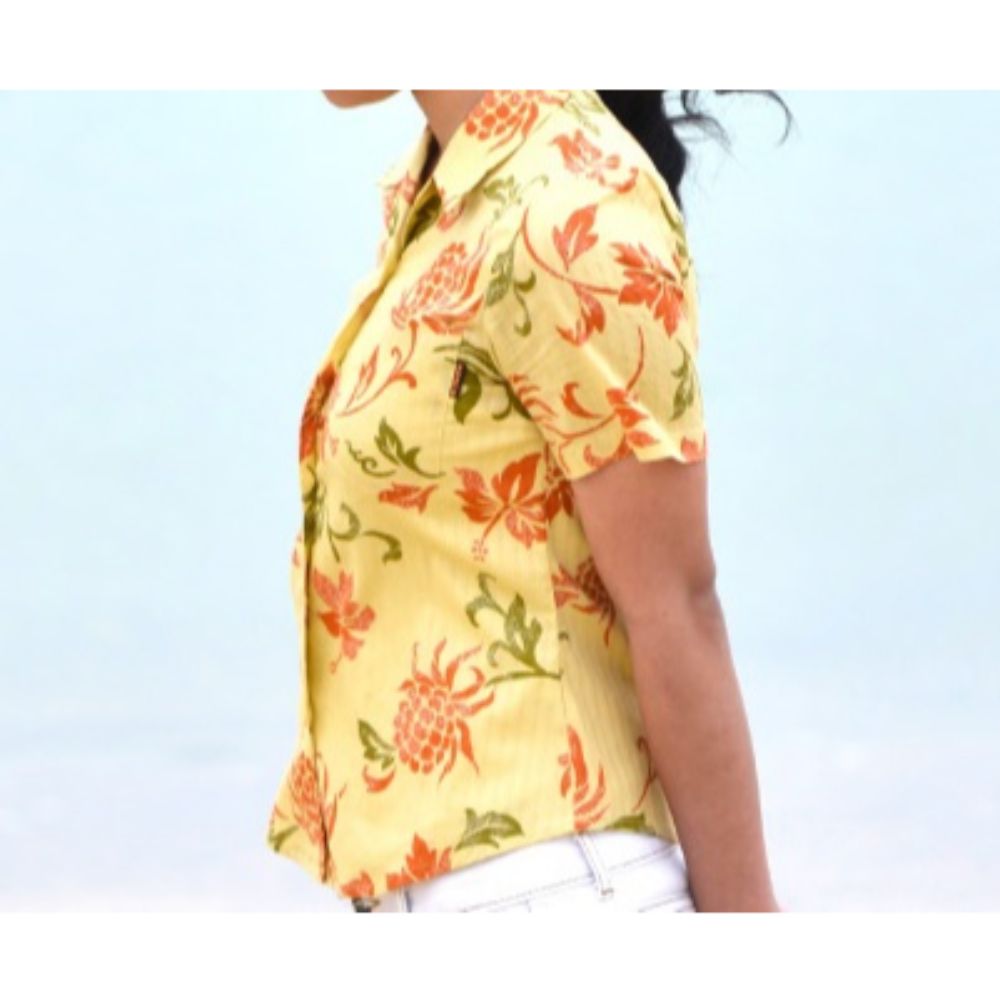 レンタルかりゆしウェア Ladies' トライバルアダンハイビ イエロー 【結婚式 ブライズメイド アッシャー レンタル】