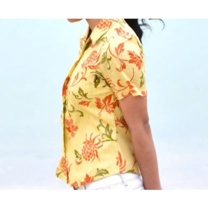 レンタルかりゆしウェア Ladies' トライバルアダンハイビ イエロー 【結婚式 ブライズメイド アッシャー レンタル】