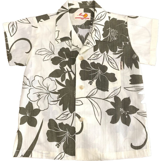 レンタルかりゆしウェア kid’s シルエットフラワー アイボリー 100cm 【結婚式 ブライズメイド アッシャー レンタル】