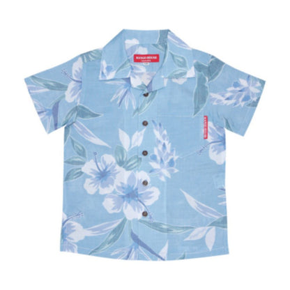 レンタルかりゆしウェア kid’s フローラル月桃 ライトブルー 110cm 【結婚式 ブライズメイド アッシャー レンタル】