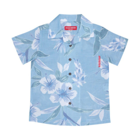 レンタルかりゆしウェア kid’s フローラル月桃 ライトブルー 110cm 【結婚式 ブライズメイド アッシャー レンタル】