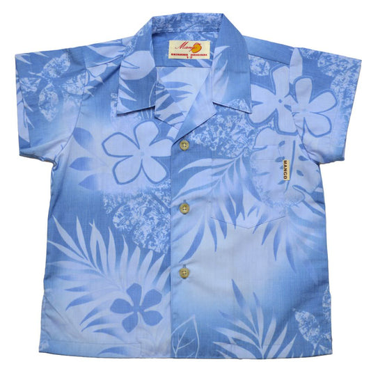 レンタルかりゆしウェア kid’s シダプルメリア ブルー 130cm 【結婚式 ブライズメイド アッシャー レンタル】