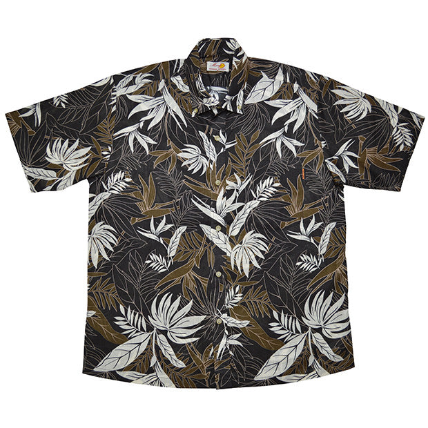 レンタルかりゆしウェア Men's スシダストレーチア総柄 チャコール 【結婚式 ブライズメイド アッシャー レンタル】