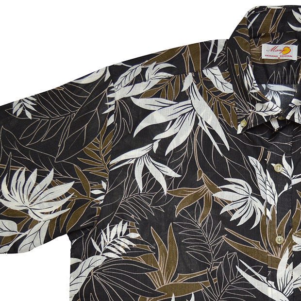 レンタルかりゆしウェア Men's スシダストレーチア総柄 チャコール 【結婚式 ブライズメイド アッシャー レンタル】