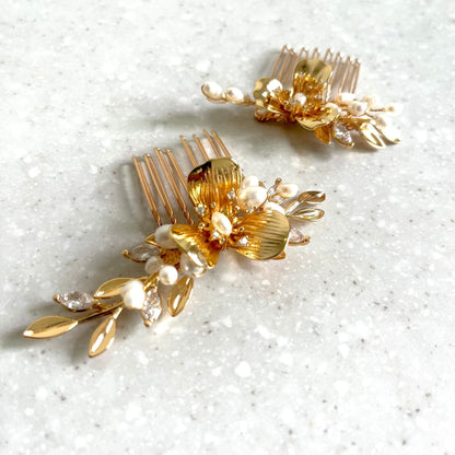 【ヘッドドレス】Elsie flower 2本セット ヘッドドレス ウェディング ブライダルアクセサリー [ AM-109 ]【結婚式 ヘアアクセサリー】