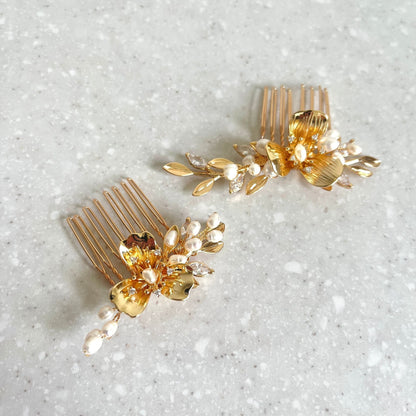 【ヘッドドレス】Elsie flower 2本セット ヘッドドレス ウェディング ブライダルアクセサリー [ AM-109 ]【結婚式 ヘアアクセサリー】