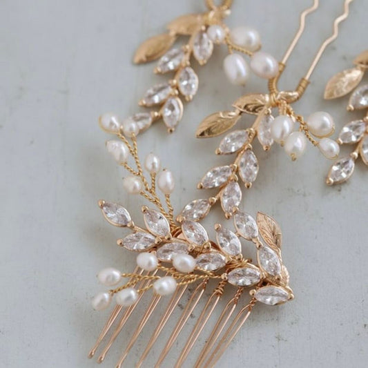 【ヘッドドレス】Louis leaf 5点セット ヘッドドレス ウェディング ブライダルアクセサリー [ AM-116 ]【結婚式 ヘアアクセサリー】