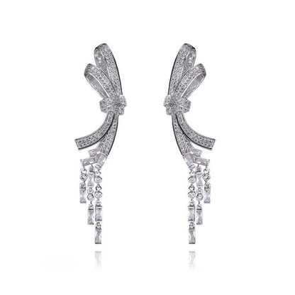 【ピアス・イヤリング】Mia ribbon ウェディング ブライダルアクセサリー ピアス/ イヤリング [ AM-136 ]【結婚式 ピアス イヤリング】