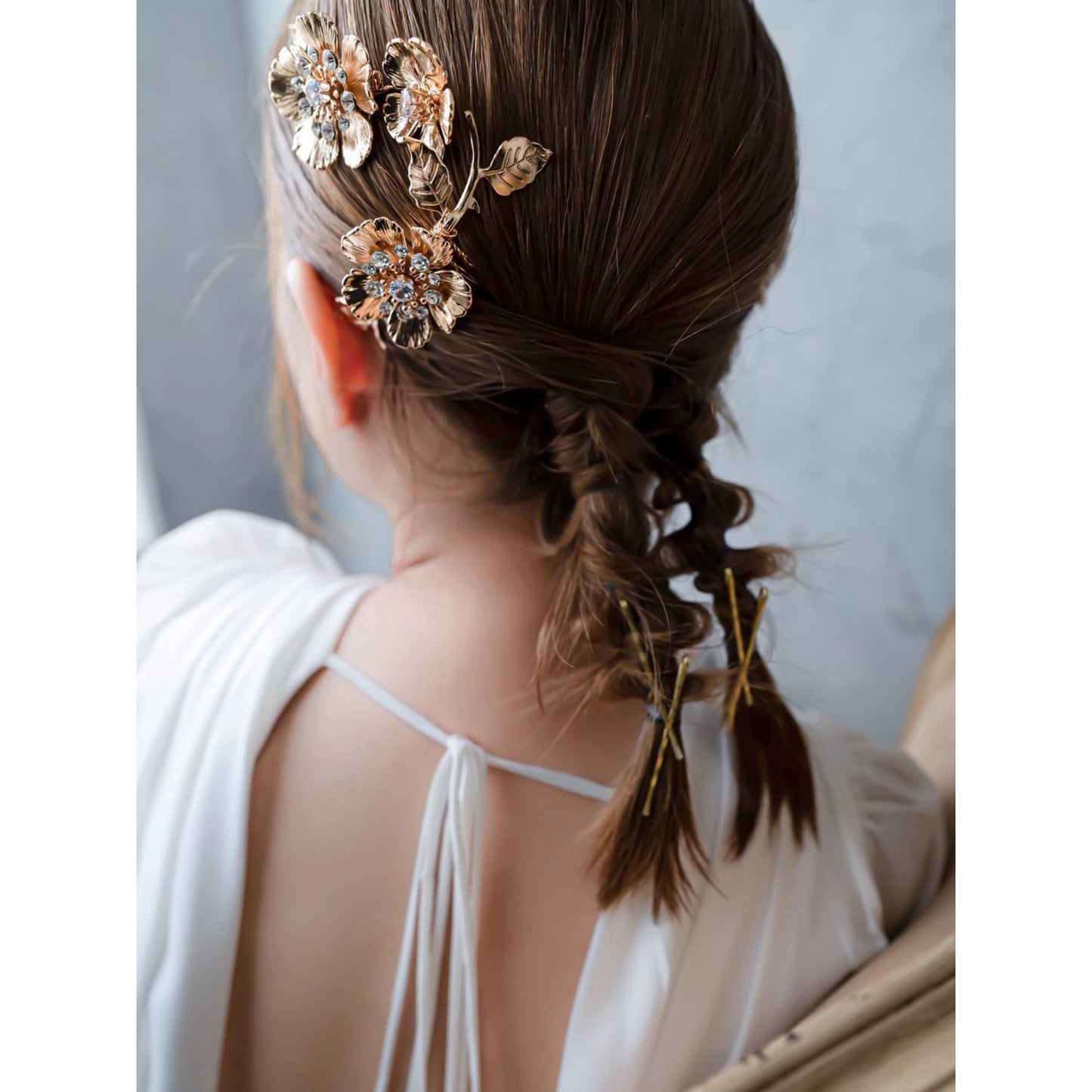 【ヘッドドレス】flower gold 3本セット ヘッドドレス ウェディング ブライダルアクセサリー [ AM-41 ]【結婚式 ヘアアクセサリー】