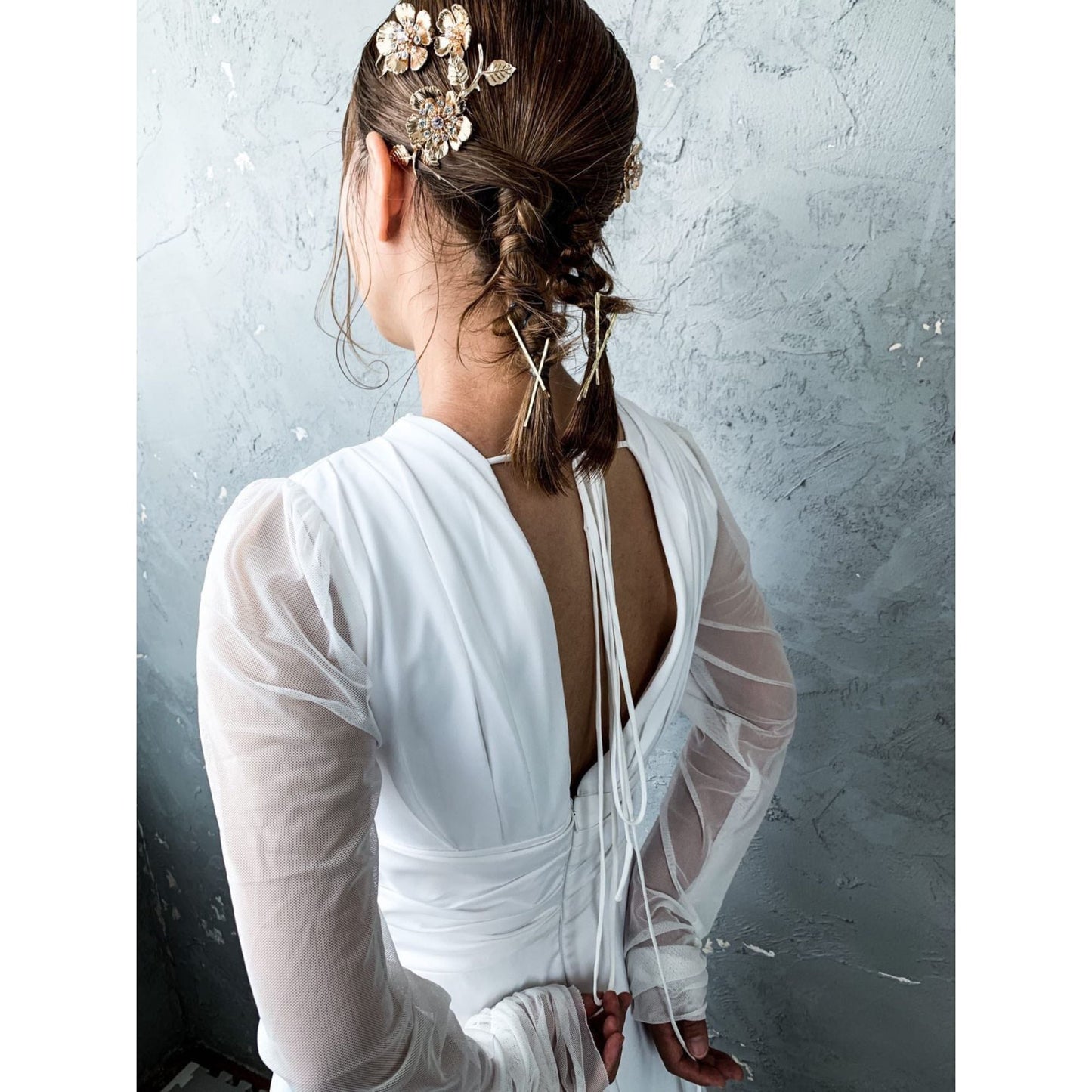 【ヘッドドレス】flower gold 3本セット ヘッドドレス ウェディング ブライダルアクセサリー [ AM-41 ]【結婚式 ヘアアクセサリー】