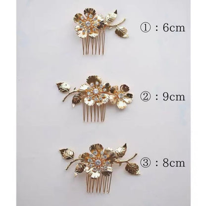 【ヘッドドレス】flower gold 3本セット ヘッドドレス ウェディング ブライダルアクセサリー [ AM-41 ]【結婚式 ヘアアクセサリー】