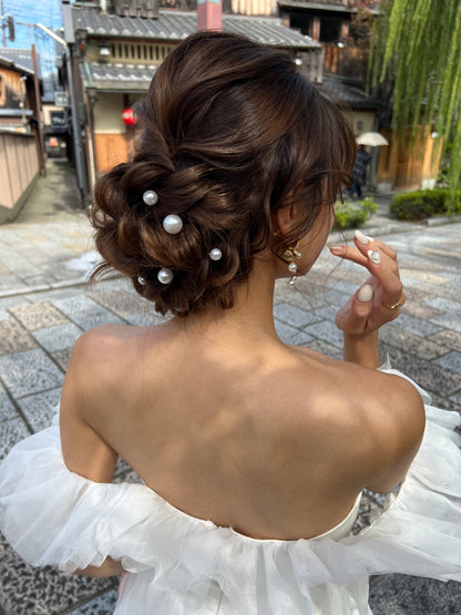 【ヘッドドレス】Jennifer perl 18本セット ヘッドドレス ブライダルアクセサリー ウェディング【ゴールド】 【結婚式　ヘアアクセサリー】