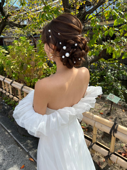 【ヘッドドレス】Jennifer perl 18本セット ヘッドドレス ブライダルアクセサリー ウェディング【ゴールド】 【結婚式　ヘアアクセサリー】