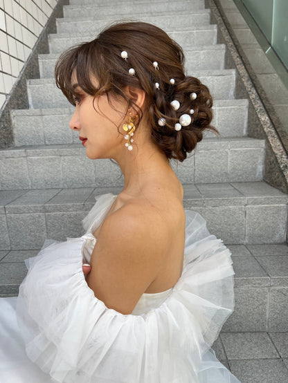 【ヘッドドレス】Jennifer perl 18本セット ヘッドドレス ブライダルアクセサリー ウェディング【ゴールド】 【結婚式　ヘアアクセサリー】