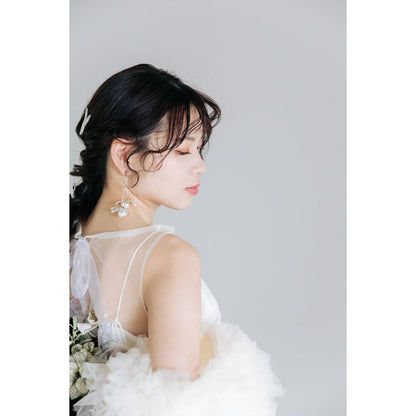 【ピアス・イヤリング】eleanor flower ウェディング ブライダルアクセサリー シルバー ピアス / イヤリング [ AM-70 ]【結婚式 ピアス イヤリング】