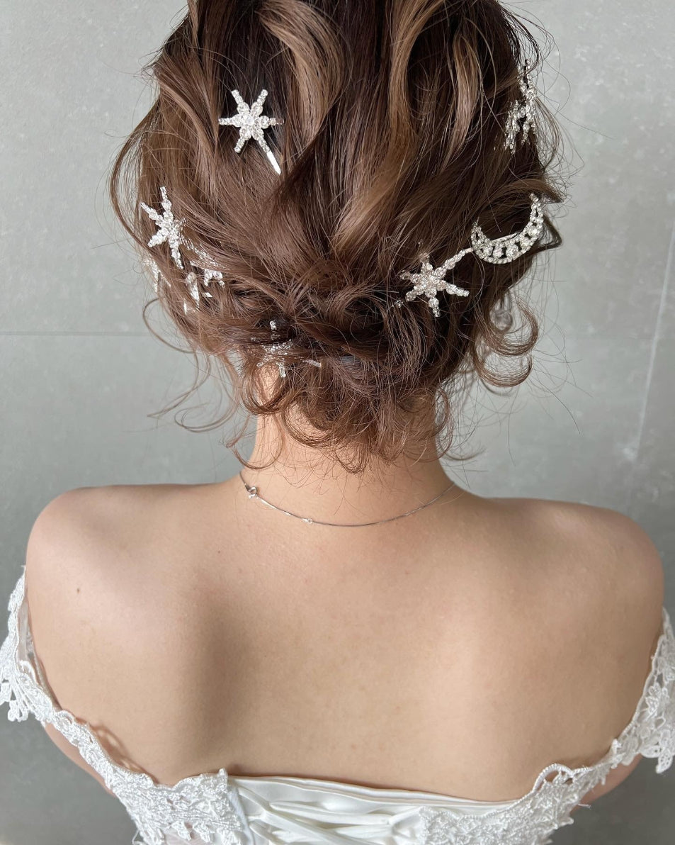 【ヘッドドレス】Henry star 8本セット ヘッドドレス ウェディングアクセサリー 【結婚式　ヘアアクセサリー】